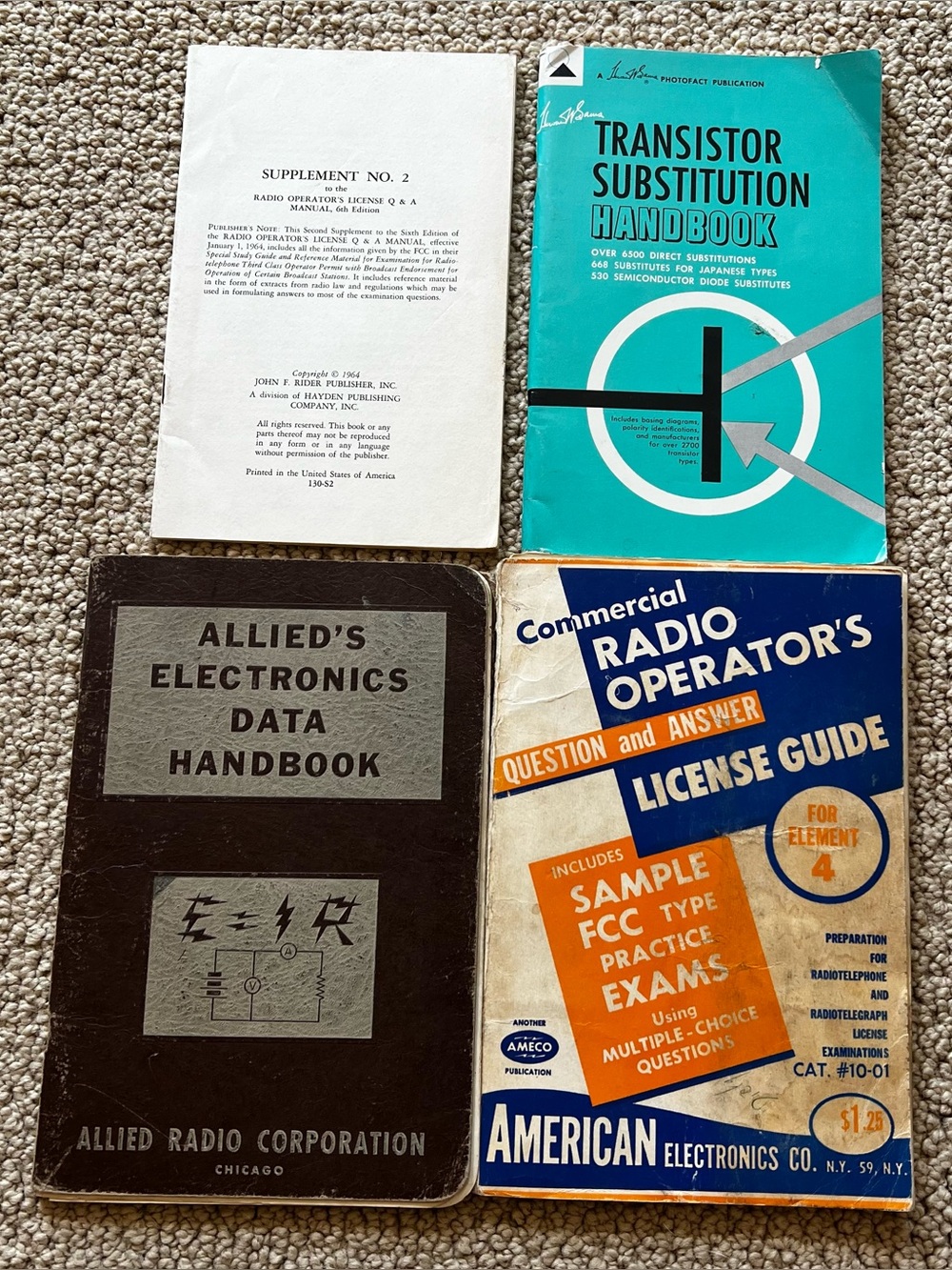 Lot Of 4 Vintage Electronics Handbooks Ham Radio FCC License Transistor Booklets